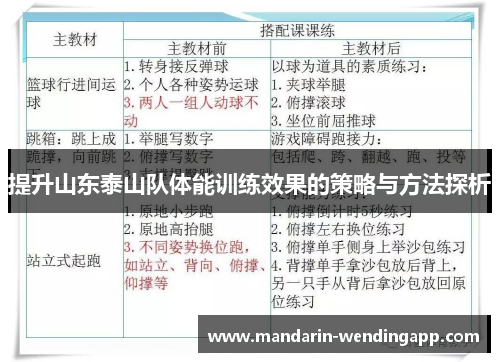 提升山东泰山队体能训练效果的策略与方法探析