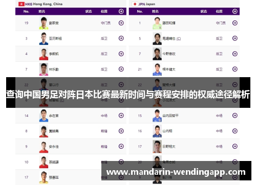 查询中国男足对阵日本比赛最新时间与赛程安排的权威途径解析
