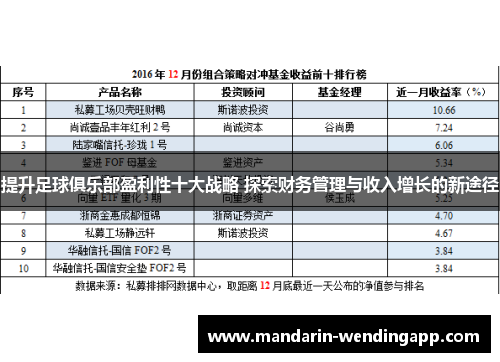 提升足球俱乐部盈利性十大战略 探索财务管理与收入增长的新途径