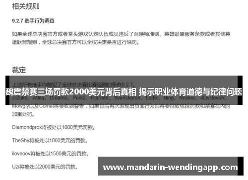 魏震禁赛三场罚款2000美元背后真相 揭示职业体育道德与纪律问题 魏震禁赛三场罚款2000美元背后真相 揭示职业体育道德与纪律问题